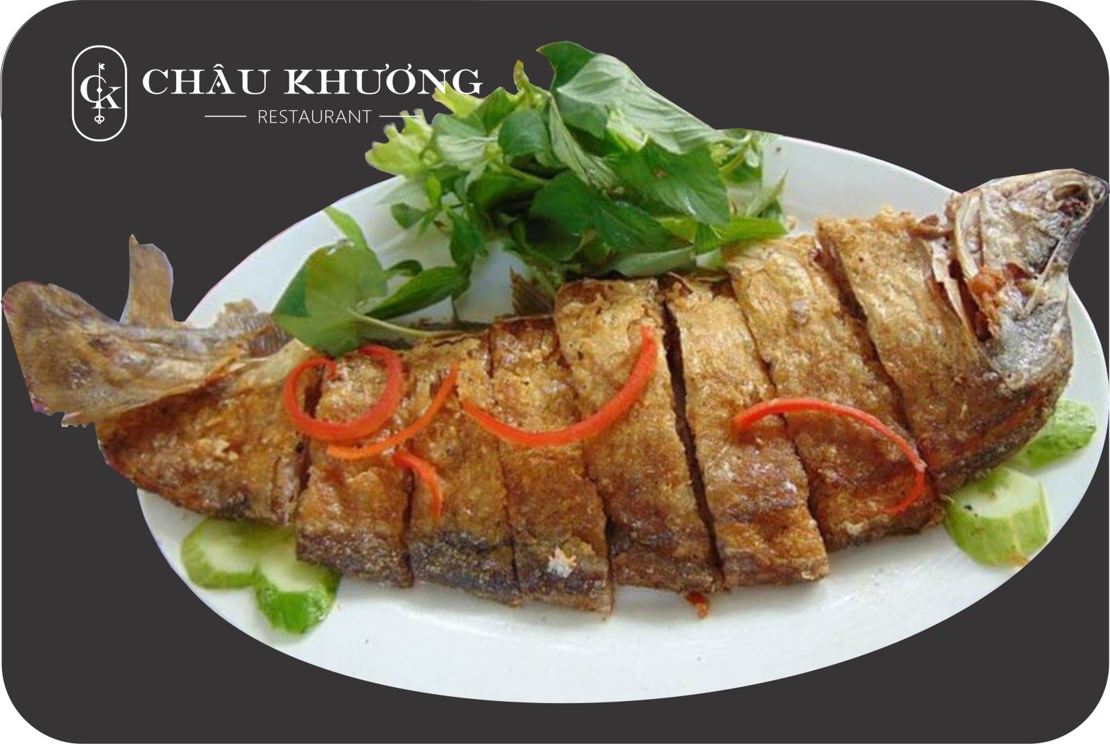 Fried That Lat fish (Clown Knife fish) without bone with green mango